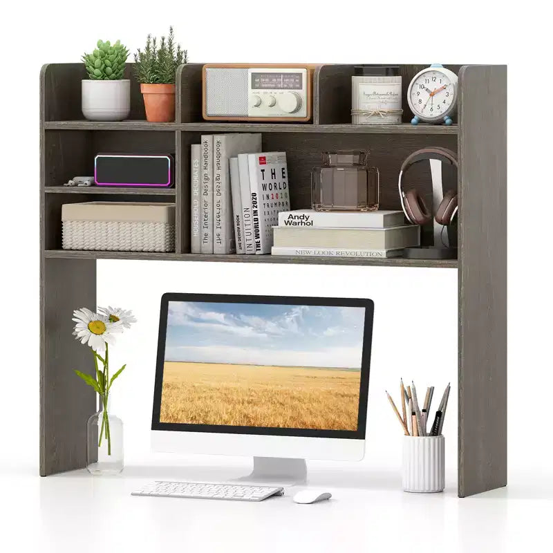 Étagère de bureau 3 niveaux Costway avec 6 compartiments, organiseur de bureau pour table d'ordinateur