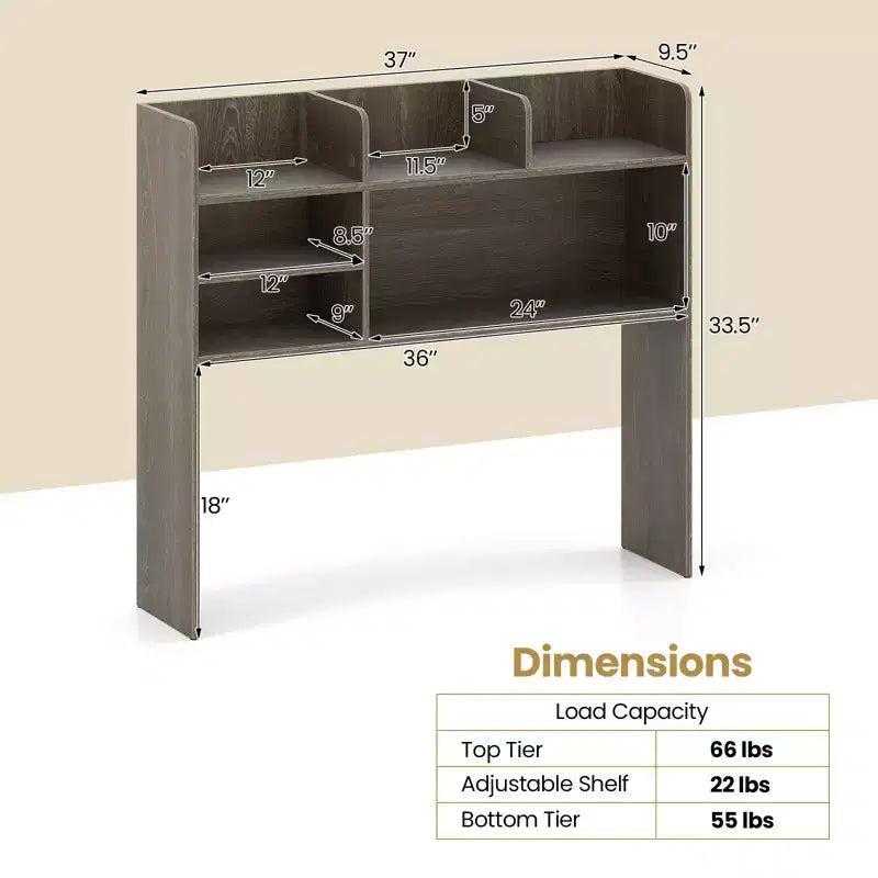 Étagère de bureau 3 niveaux Costway avec 6 compartiments, organiseur de bureau pour table d'ordinateur