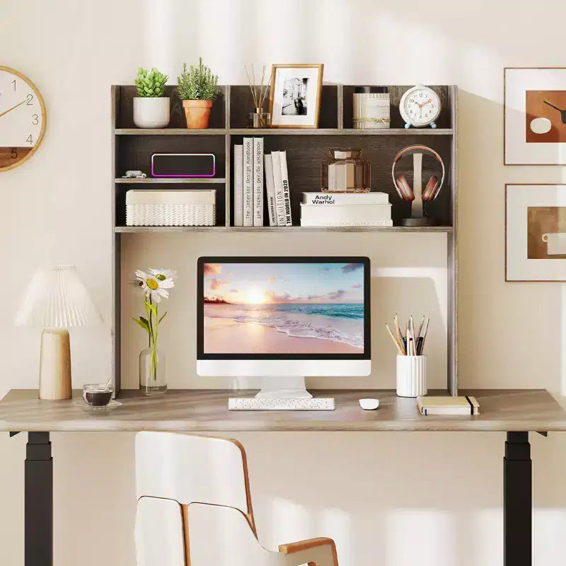 Étagère de bureau 3 niveaux Costway avec 6 compartiments, organiseur de bureau pour table d'ordinateur