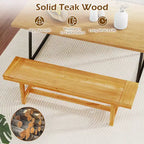 Costway Banc en bois massif de 160 cm, style rustique, étroit, pour 3 personnes