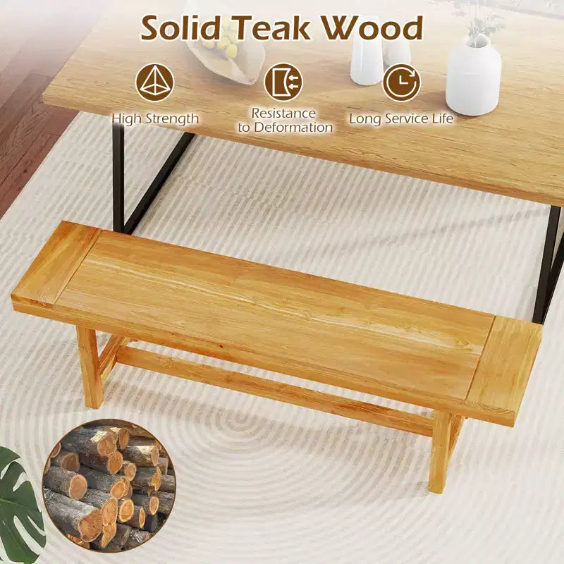 Costway Banc en bois massif de 160 cm, style rustique, étroit, pour 3 personnes