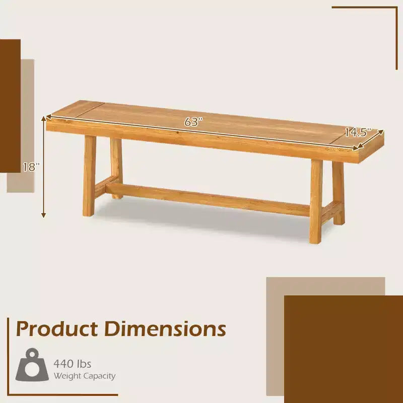 Costway Banc en bois massif de 160 cm, style rustique, étroit, pour 3 personnes