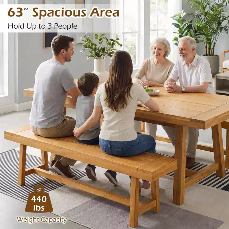 Costway Banc en bois massif de 160 cm, style rustique, étroit, pour 3 personnes