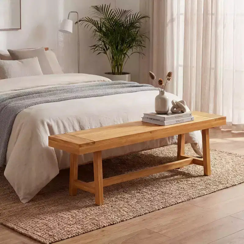 Costway Banc en bois massif de 160 cm, style rustique, étroit, pour 3 personnes