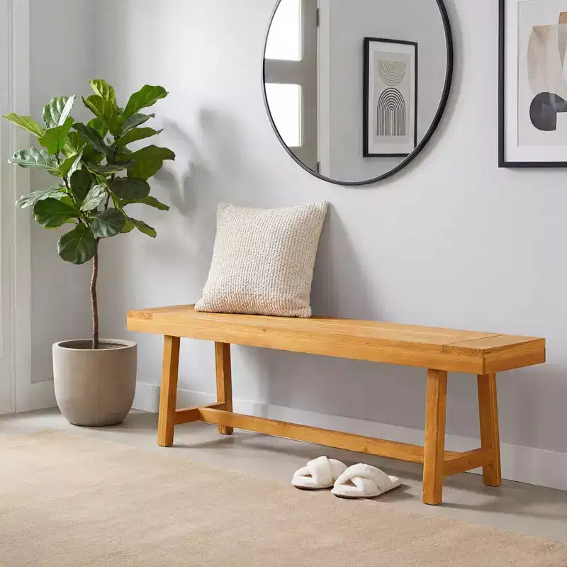 Costway Banc en bois massif de 160 cm, style rustique, étroit, pour 3 personnes