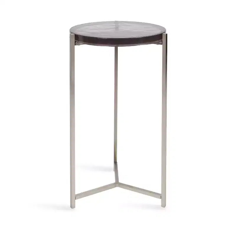 Kate and Laurel Aguilar Glass and Metal Side Table, Gray and Silver, 13x13x24