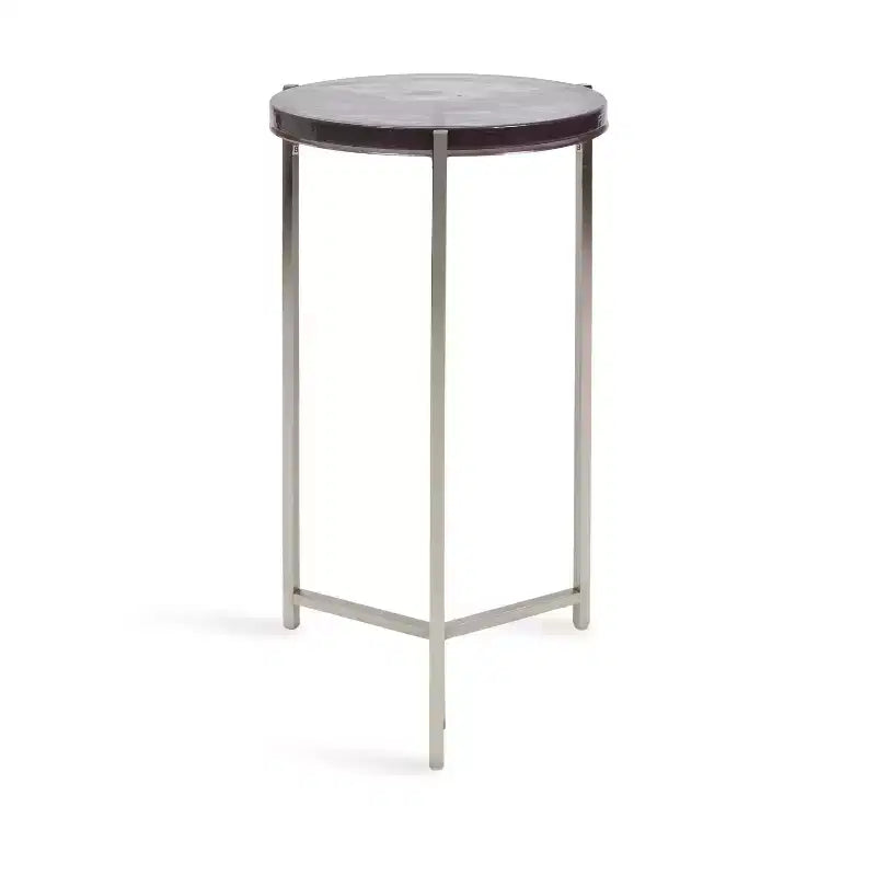 Table d'appoint en verre et métal Kate and Laurel Aguilar, gris et argent, 13x13x24