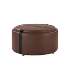 Whisen 29 Pouf de rangement rond moderne, pouf roulant, pouf table basse avec roulettes, deux couvercles réversibles, structure en bois massif