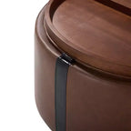 Whisen 29 Pouf de rangement rond moderne, pouf roulant, pouf table basse avec roulettes, deux couvercles réversibles, structure en bois massif