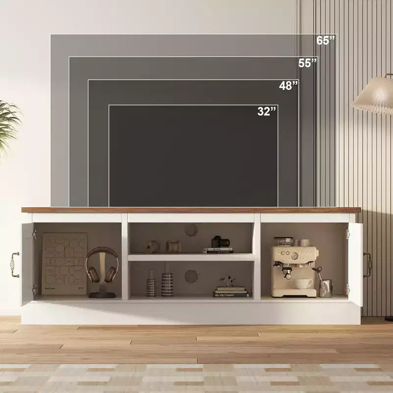 Meuble TV de ferme pour téléviseurs de 65 pouces, meuble de rangement pour salon, meuble de console moderne rustique pour bureau