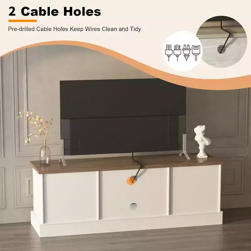 Meuble TV de ferme pour téléviseurs de 65 pouces, meuble de rangement pour salon, meuble de console moderne rustique pour bureau