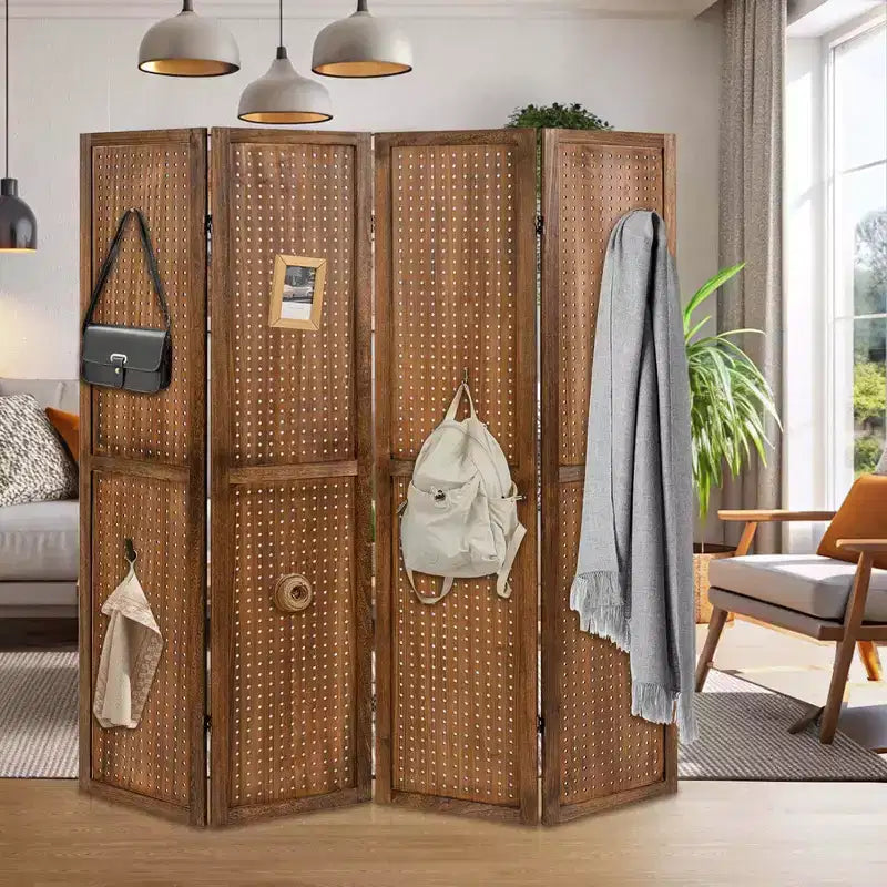 Présentoir à outils Costway 4/6 panneaux avec charnières métalliques à 360° et cadre en bois massif pour salon d'artisanat