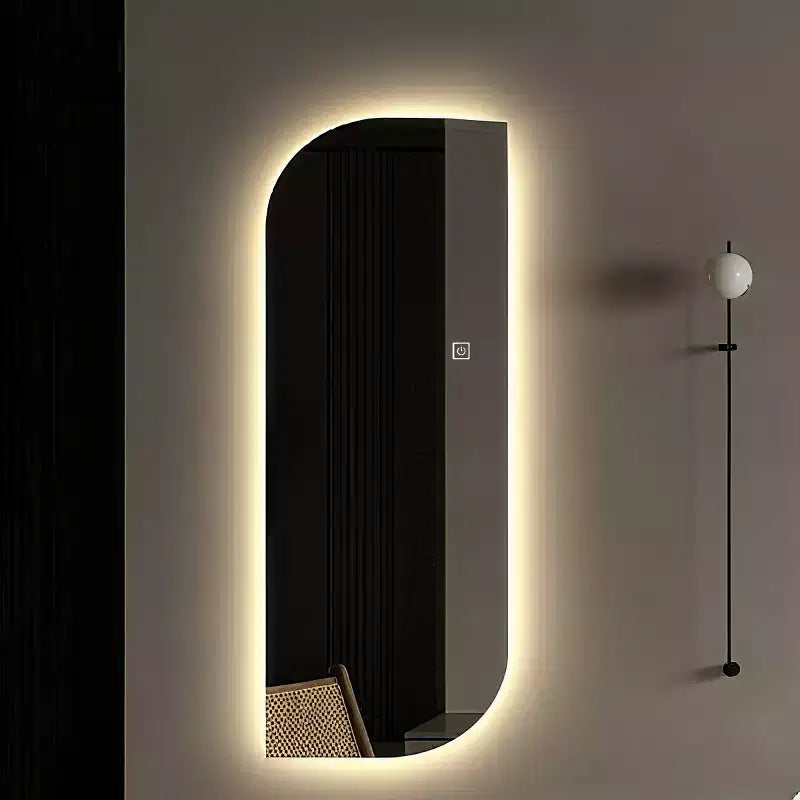 Miroir mural LED pleine longueur avec lumière, forme irrégulière, miroir de courtoisie moderne pour chambre à coucher, entrée, dressing-Panipeachy
