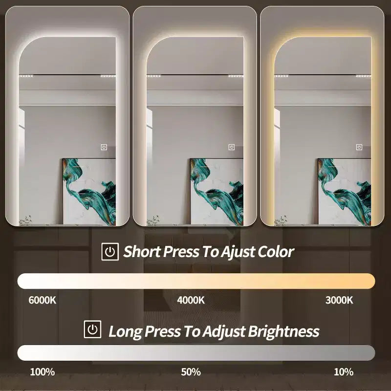 Miroir mural LED pleine longueur avec lumière, forme irrégulière, miroir de courtoisie moderne pour chambre à coucher, entrée, dressing-Panipeachy