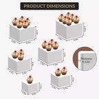 Présentoirs empilables blancs de 6 pièces pour desserts Supports alimentaires de différentes tailles pour boulangerie, buffet et étalage (gain de place)