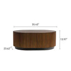 JVNOXK Lot de 2 tables basses ovales cannelées – Tables basses gigognes en bois massif et MDF (90/60 cm), table en bois de style moderne du milieu du siècle pour salon