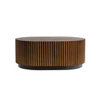 JVNOXK Lot de 2 tables basses ovales cannelées – Tables basses gigognes en bois massif et MDF (90/60 cm), table en bois de style moderne du milieu du siècle pour salon