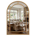 Costway 36 x 24 Gold Arched/Rectangle Wall Mirror with Beaded Frame for Living Room, Entryway