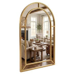 Costway Miroir mural arqué/rectangulaire doré 36 x 24 avec cadre perlé pour salon, entrée