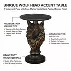 Table d'appoint Tête de Loup, Table d'appoint Statue d'Animal pour la Décoration de Salon