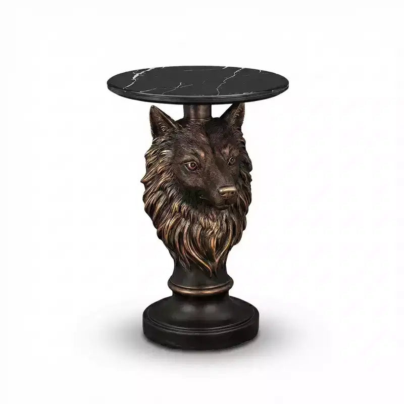 Table d'appoint Tête de Loup, Table d'appoint Statue d'Animal pour la Décoration de Salon