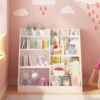 JVNOXK 4-Tier Wooden Kids Bookshelf with Toy Storage Organizer, Multifunctional Children Bookcase Display Shelf for Kids Room