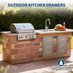 Tiroirs de cuisine extérieure 16 L x 28,5 H x 20,5 P, tiroirs de barbecue à triple accès encastrables avec poignée pour cuisines, îlots de barbecue, stations de grillades de patio