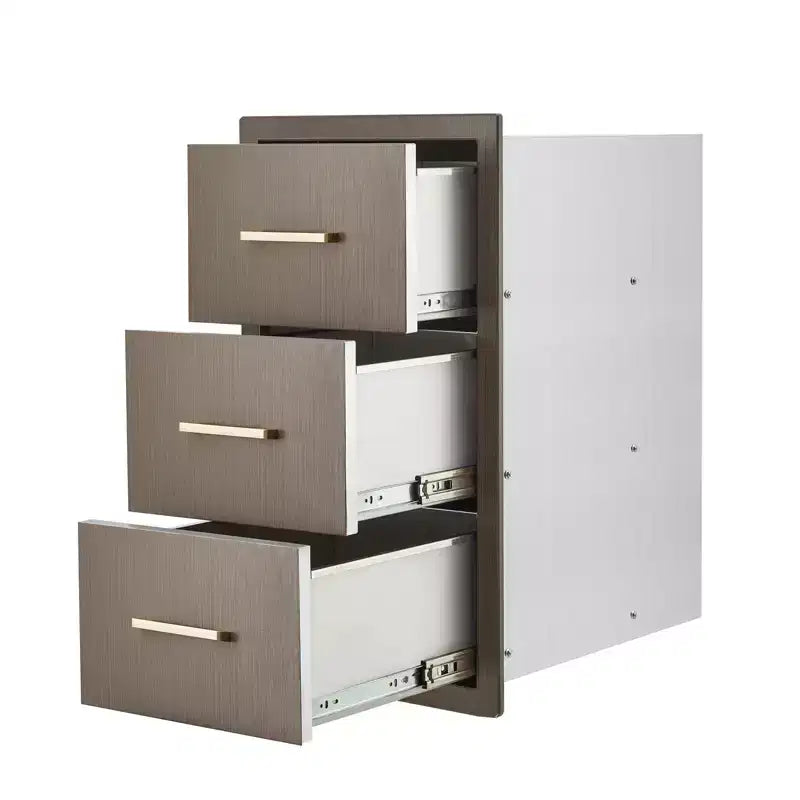 Tiroirs de cuisine extérieure 16 L x 28,5 H x 20,5 P, tiroirs de barbecue à triple accès encastrables avec poignée pour cuisines, îlots de barbecue, stations de grillades de patio