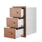 Outdoor Kitchen Drawers 16 W x 28.5 H x 20.5 D, Flush Mount Triple Access BBQ Drawers with Handle for Kitchens, BBQ Island, Patio Grill Station