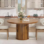 COZONY Table à manger ronde 47 pouces avec rangement, Table de cuisine de style campagnard pour 4 à 6 personnes, Table ronde avec étagère et tiroir pour salle à manger