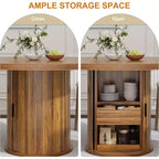 COZONY Table à manger ronde 47 pouces avec rangement, Table de cuisine de style campagnard pour 4 à 6 personnes, Table ronde avec étagère et tiroir pour salle à manger
