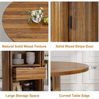 COZONY Table à manger ronde 47 pouces avec rangement, Table de cuisine de style campagnard pour 4 à 6 personnes, Table ronde avec étagère et tiroir pour salle à manger