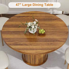 COZONY Table à manger ronde 47 pouces avec rangement, Table de cuisine de style campagnard pour 4 à 6 personnes, Table ronde avec étagère et tiroir pour salle à manger