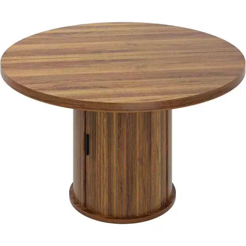 COZONY Table à manger ronde 47 pouces avec rangement, Table de cuisine de style campagnard pour 4 à 6 personnes, Table ronde avec étagère et tiroir pour salle à manger