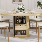 COZONY Table à manger ronde 47 pouces avec rangement, Table de cuisine de style campagnard pour 4 à 6 personnes, Table ronde avec étagère et tiroir pour salle à manger