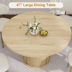 COZONY Table à manger ronde 47 pouces avec rangement, Table de cuisine de style campagnard pour 4 à 6 personnes, Table ronde avec étagère et tiroir pour salle à manger