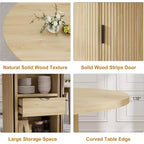 COZONY Table à manger ronde 47 pouces avec rangement, Table de cuisine de style campagnard pour 4 à 6 personnes, Table ronde avec étagère et tiroir pour salle à manger