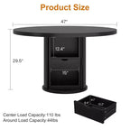 COZONY Table à manger ronde 47 pouces avec rangement, Table de cuisine de style campagnard pour 4 à 6 personnes, Table ronde avec étagère et tiroir pour salle à manger