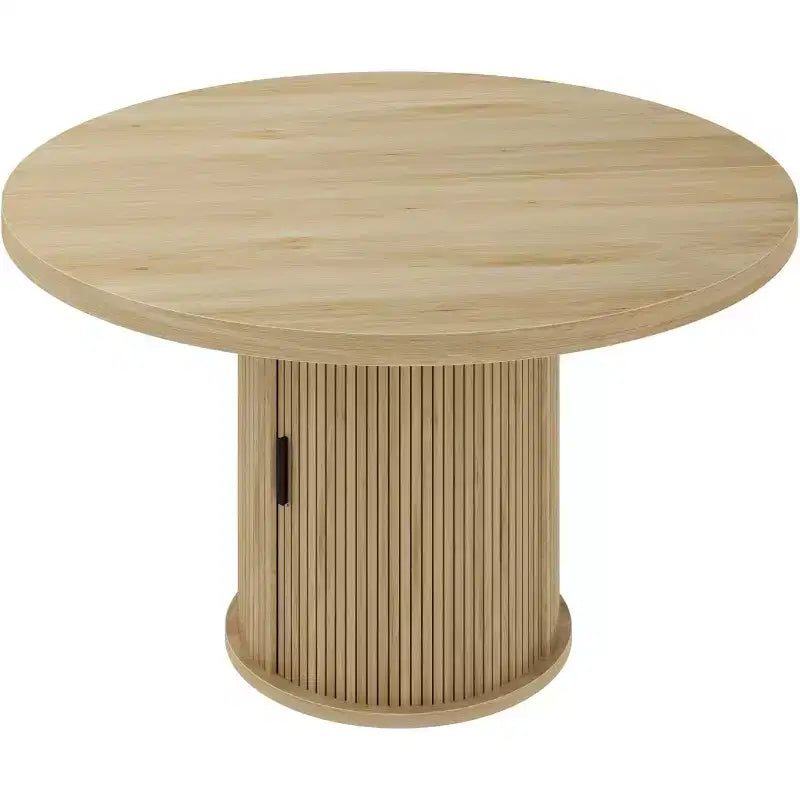 COZONY Table à manger ronde 47 pouces avec rangement, Table de cuisine de style campagnard pour 4 à 6 personnes, Table ronde avec étagère et tiroir pour salle à manger