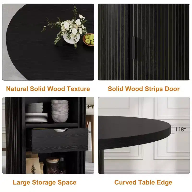COZONY Table à manger ronde 47 pouces avec rangement, Table de cuisine de style campagnard pour 4 à 6 personnes, Table ronde avec étagère et tiroir pour salle à manger