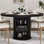 COZONY 47 Round Dining Table with Storage, Farmhouse Kitchen Table for 4-6, Circle Table with Shelf and Drawer for Dining Room
