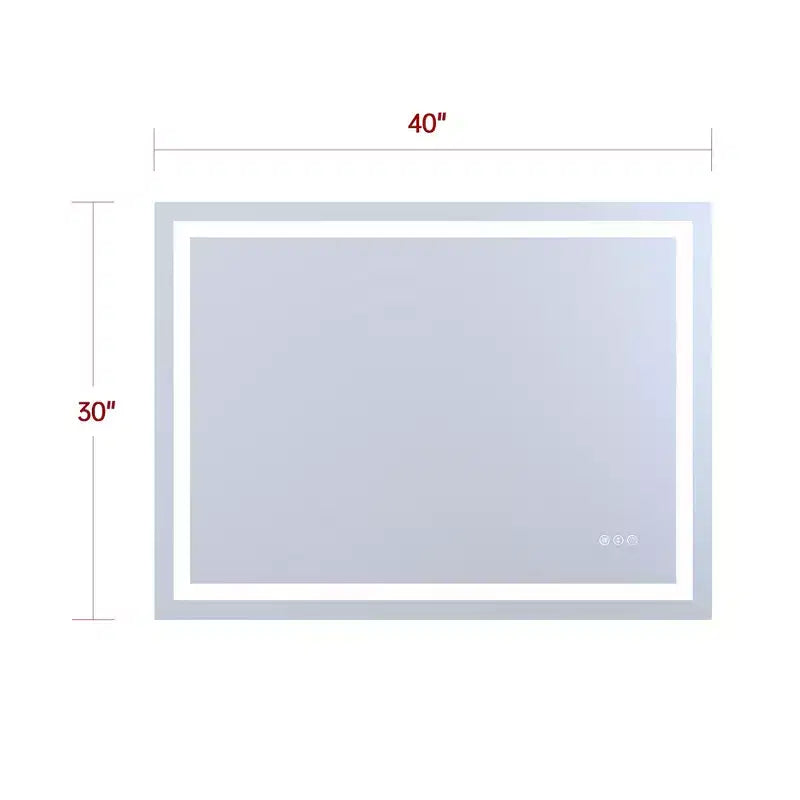 SUMERAIN 40x30 Miroir Mural de Salle de Bain Fonction Mémoire Anti-buée ETL 90CRI Miroir de Maquillage Verre Trempé