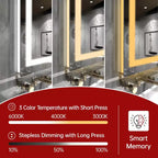SUMERAIN 40x30 Miroir Mural de Salle de Bain Fonction Mémoire Anti-buée ETL 90CRI Miroir de Maquillage Verre Trempé