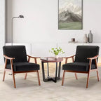 Fauteuil d'appoint Mid-Century, fauteuil de salon en bois massif avec dossier extra-épais, fauteuils à oreilles