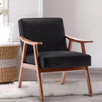 Fauteuil d'appoint Mid-Century, fauteuil de salon en bois massif avec dossier extra-épais, fauteuils à oreilles