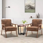 Fauteuil d'appoint Mid-Century, fauteuil de salon en bois massif avec dossier extra-épais, fauteuils à oreilles