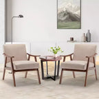 Fauteuil d'appoint Mid-Century, fauteuil de salon en bois massif avec dossier extra-épais, fauteuils à oreilles