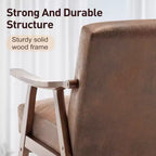 Fauteuil d'appoint Mid-Century, fauteuil de salon en bois massif avec dossier extra-épais, fauteuils à oreilles