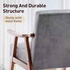 Fauteuil d'appoint Mid-Century, fauteuil de salon en bois massif avec dossier extra-épais, fauteuils à oreilles
