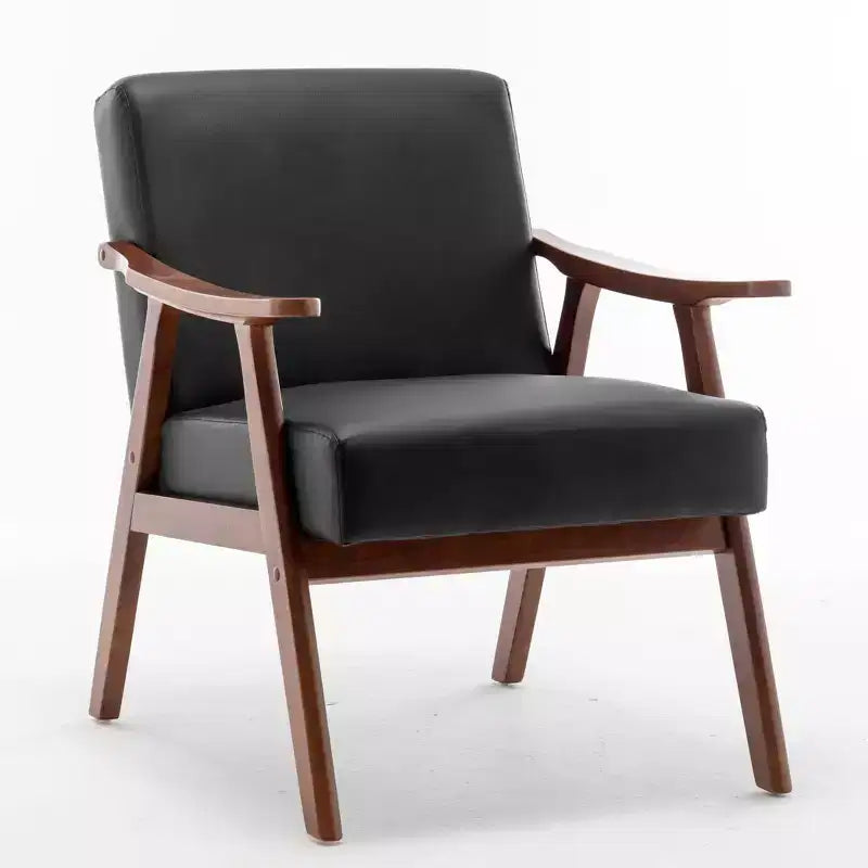 Fauteuil d'appoint Mid-Century, fauteuil de salon en bois massif avec dossier extra-épais, fauteuils à oreilles